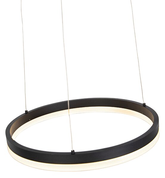 Lampada a sospensione di design nera 40 cm incl. LED dimmerabile a 3 step - Anello