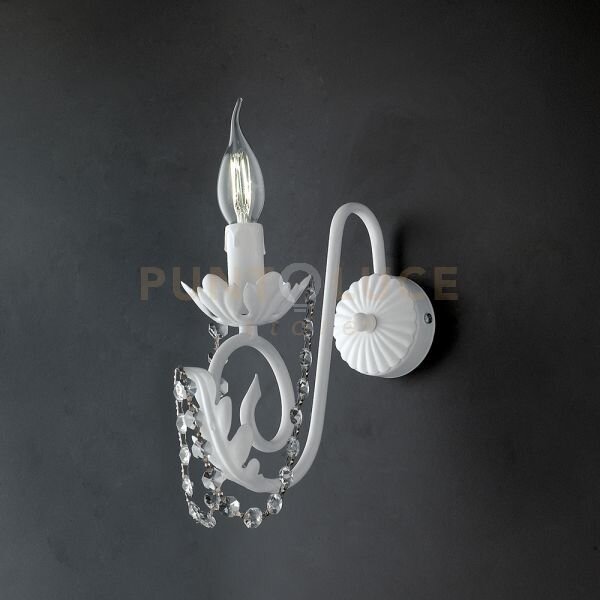 Applique in ferro laccato bianco con decorazione effetto shabby chi