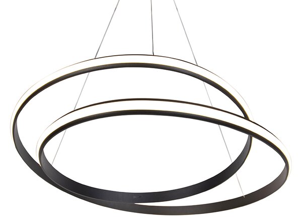 Lampada a sospensione moderna nera 74 cm con LED - Rowan
