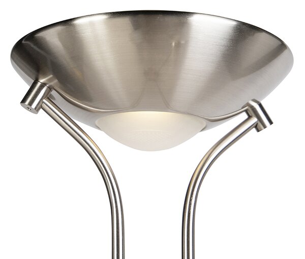 Lampada da terra in acciaio con lampada da lettura inclusa LED e dimmer - Diva 2