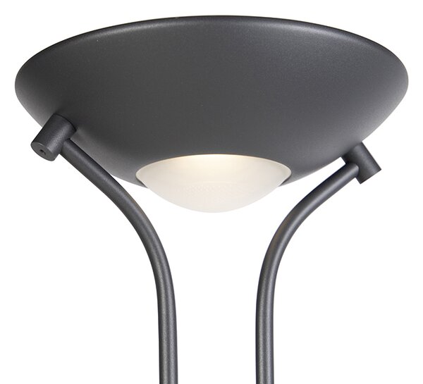 Lampada da terra nera con lampada da lettura con LED e dimmer - DIVA 2