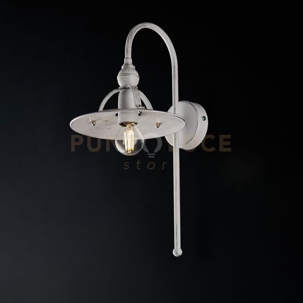 Applique in ferro laccato bianco con decorazione argento antico 1 luce