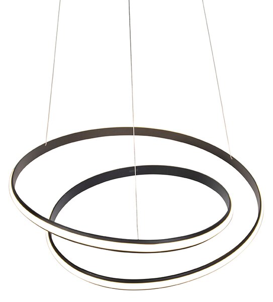 Lampada a sospensione moderna nera 74 cm con LED - Rowan