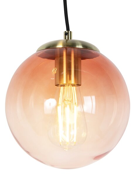 Lampada a sospensione Art Déco in ottone 45 cm 3 luci rosa - Pallon
