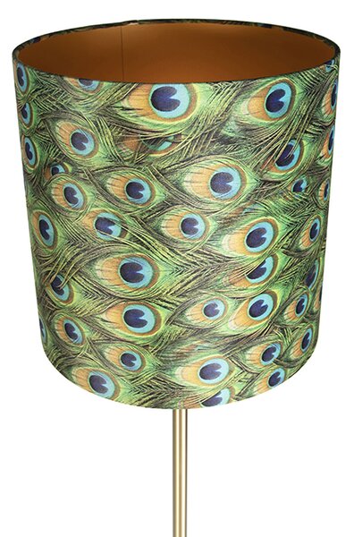 Lampada da terra in ottone con paralume pavone 40 cm - Simplo