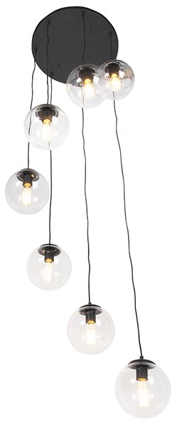 Lampada a sospensione Art Déco nera 7 luci - Pallon