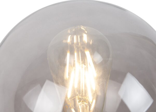 Lampada da tavolo Art Déco in ottone con vetro fumé - Pallon