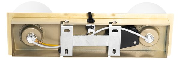 Applique da parete oro 28 cm IP44 2 luci con interruttore - Cederic