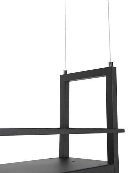 Lampada a sospensione industriale nera con rack a 4 luci - Cage Rack