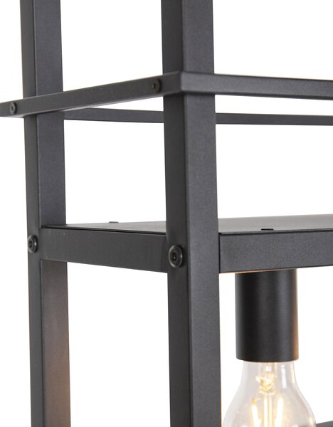 Lampada a sospensione industriale nera con rack a 4 luci - Cage Rack