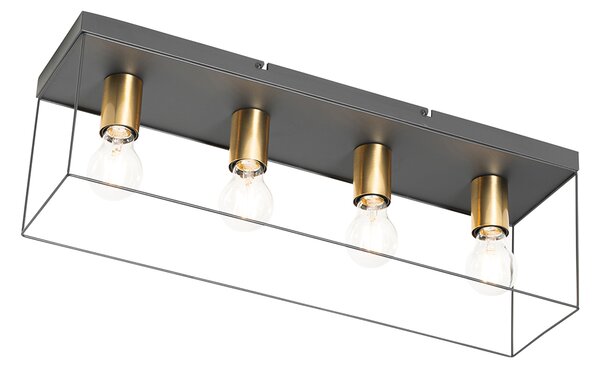 Plafoniera minimalista nera con oro 4 luci - Kodi