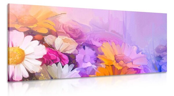 Quadro su tela – Dipinto a olio di fiori variopinti