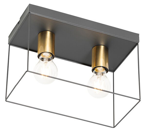 Plafoniera minimalista nera con oro 2 luci - Kodi