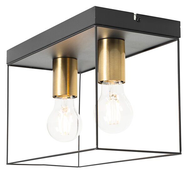 Plafoniera minimalista nera con oro 2 luci - Kodi