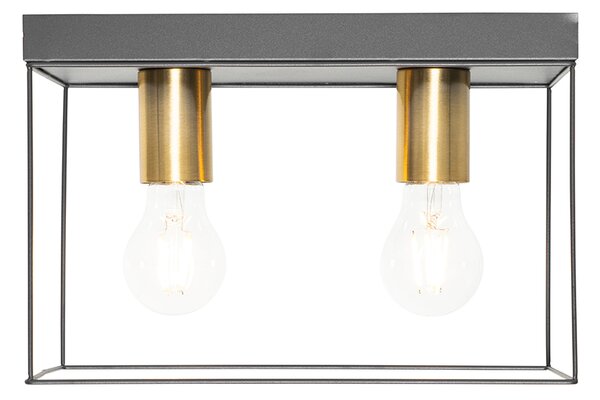 Plafoniera minimalista nera con oro 2 luci - Kodi
