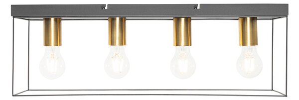 Plafoniera minimalista nera con oro 4 luci - Kodi