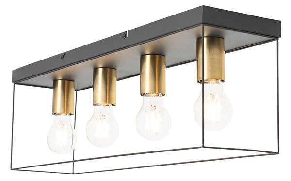 Plafoniera minimalista nera con oro 4 luci - Kodi