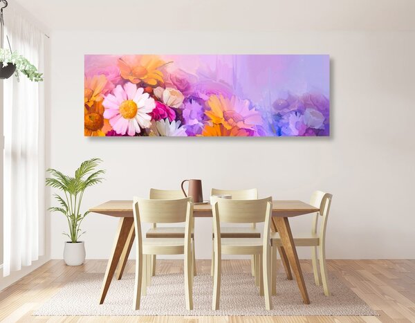 Quadro su tela – Dipinto a olio di fiori variopinti