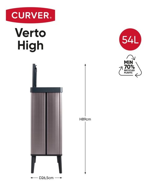 Cestino per la spazzatura rosa touch in plastica riciclata 54 l Verto High - Curver