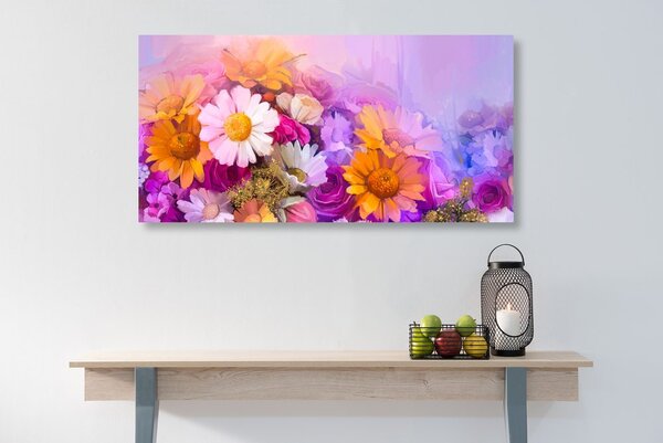 Stampa su tela – Dipinto a olio di fiori colorati