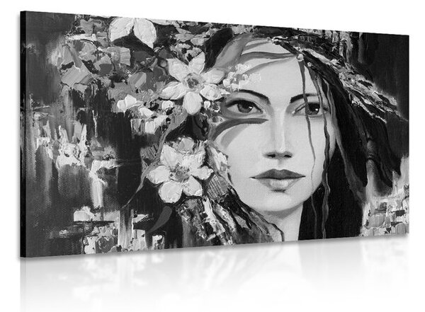 Stampa su tela – Pittura originale di una donna in bianco e nero
