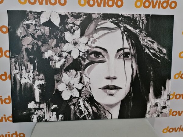 Stampa su tela – Pittura originale di una donna in bianco e nero