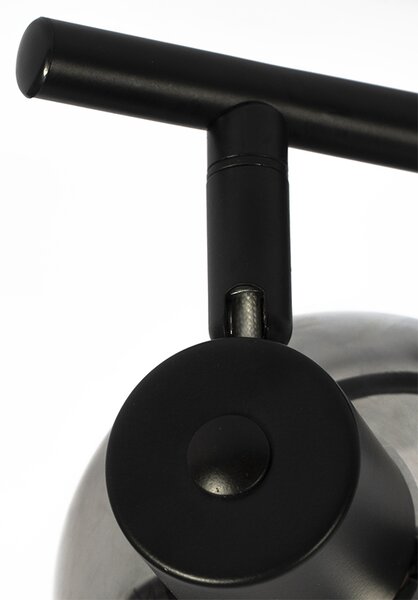 Plafoniera Art Déco nera con vetro fumé 2 luci - Vidro