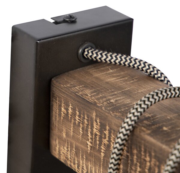 Lampada da parete industriale smart nera con legno incl. WiFi G95 - Gallow