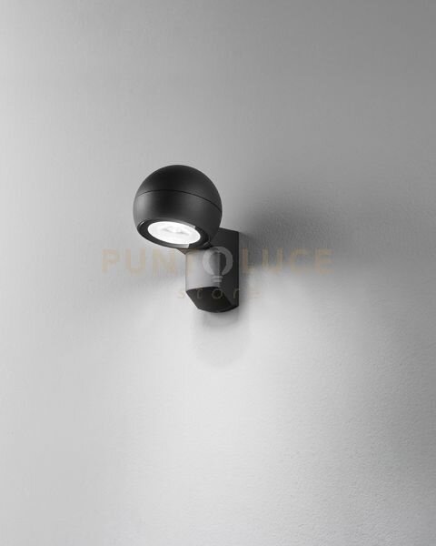 Helmet applique alluminio colore grafite 1 luce a led interno/ester