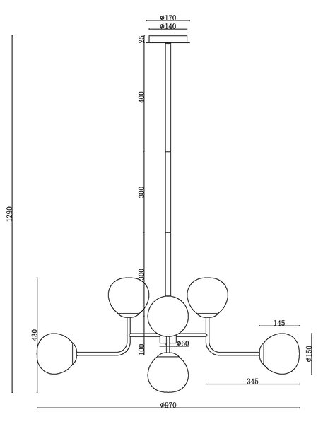 Lampadario Sospensione Erich In Metallo Nichel 8 Luci E Diffusori Bianchi