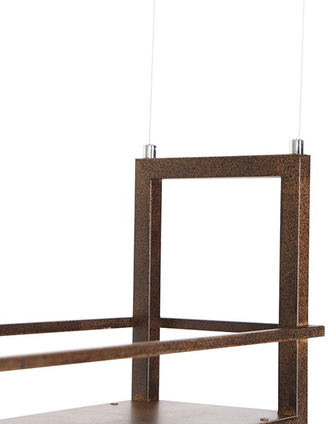 Lampada a sospensione industriale ruggine con mensola 4 luci - Cage Rack