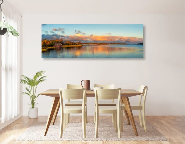 Quadro su tela – Tramonto sul lago