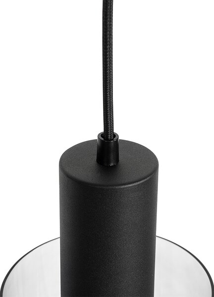 Lampada a sospensione vintage nera con vetro fumé - Vidra