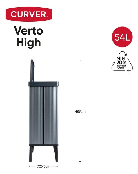 Cestino per la spazzatura blu touch in plastica riciclata 54 l Verto High - Curver