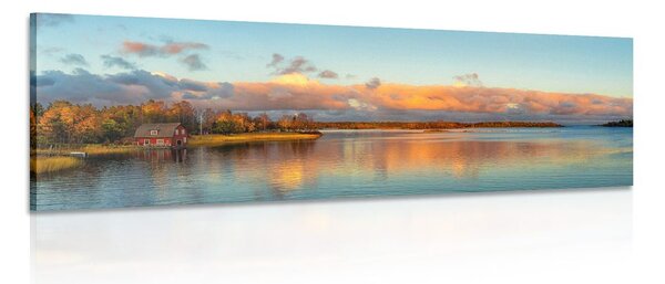 Quadro su tela – Tramonto sul lago