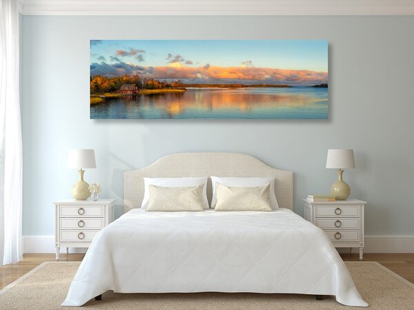 Quadro su tela – Tramonto sul lago