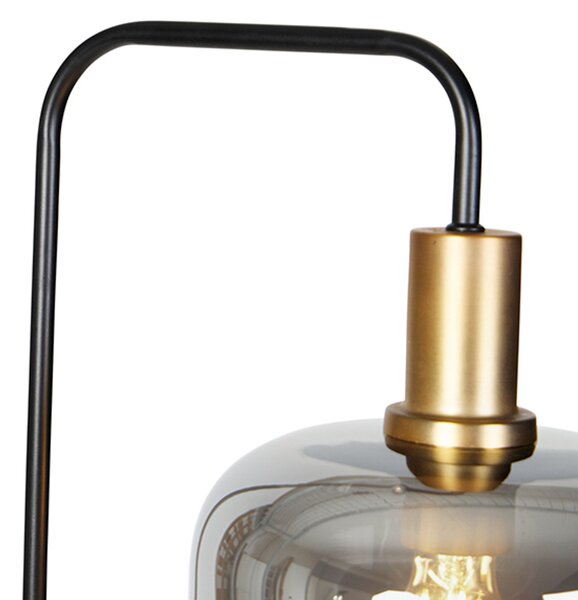 Lampada da terra di design nera con vetro oro e fumé - Zuzanna