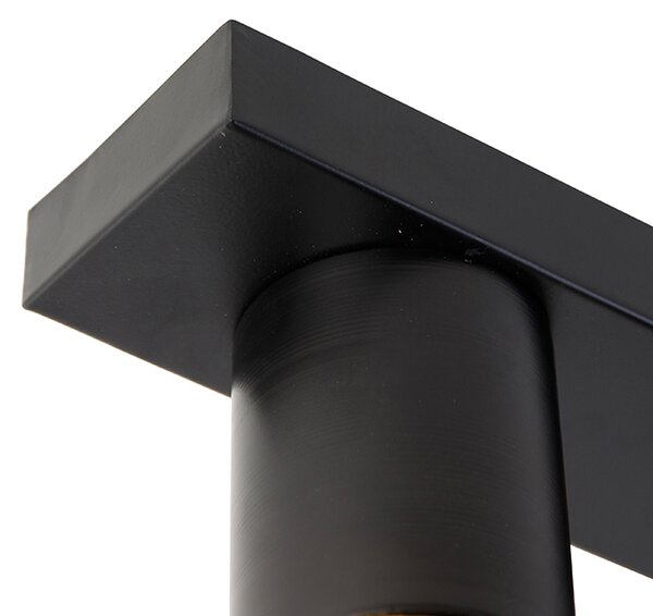 Plafoniera industriale nera con oro oblunga 3 luci - Raspi