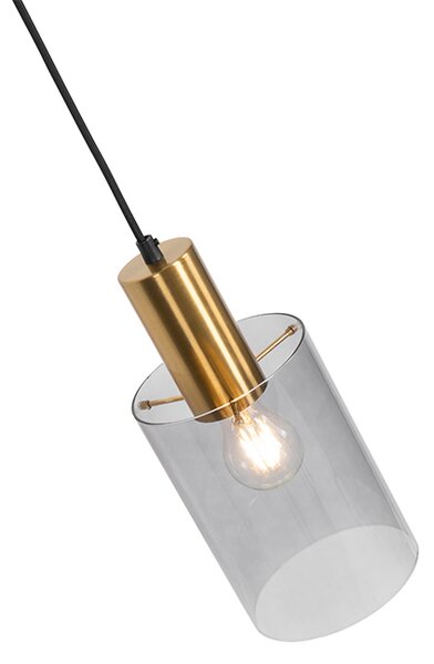 Lampadario vintage ottone con vetro fumé - VIDRA