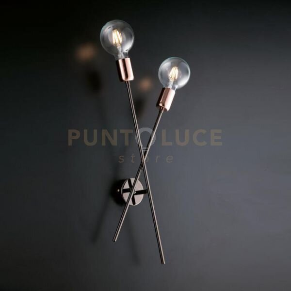 Applique ferro cromo nero e rame 2 luci bloom