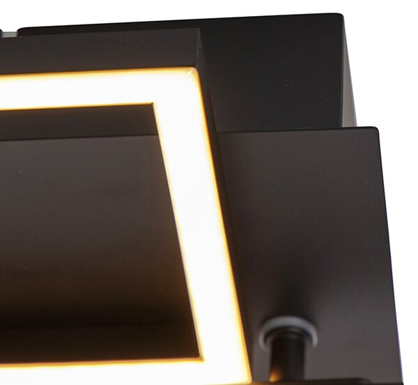 Plafoniera allungata nera con dimmer a 3 livelli - Plazas Novo