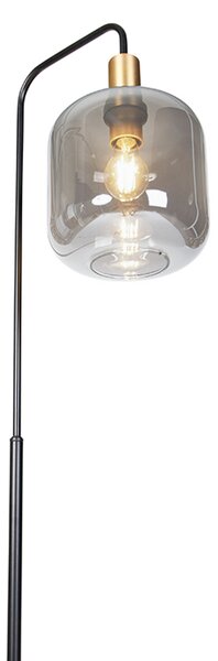 Lampada da terra di design nera con vetro oro e fumé - Zuzanna