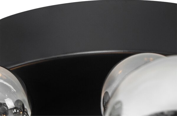 Lampada da soffitto di design nera con vetro fumé a 4 luci - Explode