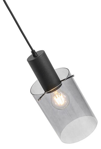 Lampada a sospensione vintage nera con vetro fumé - Vidra