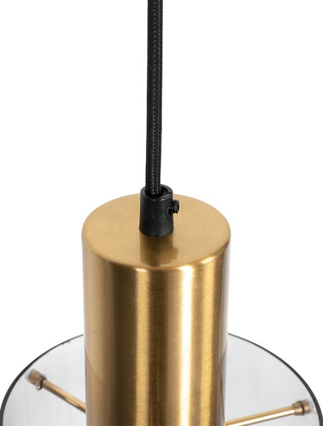 Lampadario vintage ottone con vetro fumé - VIDRA