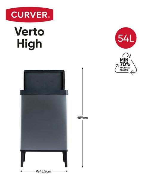 Cestino per la spazzatura blu touch in plastica riciclata 54 l Verto High - Curver