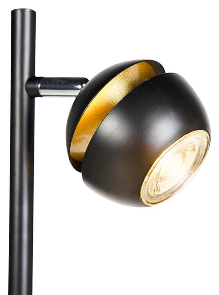 Lampada da terra moderna a 3 luci nera con interno dorato - Buell Deluxe