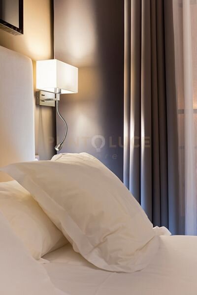 Applique cromo spazzolato paralume tessuto para hotel doppio interr