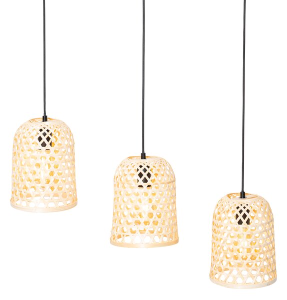 Lampada a sospensione orientale nera con bambù 3 luci - Rayan