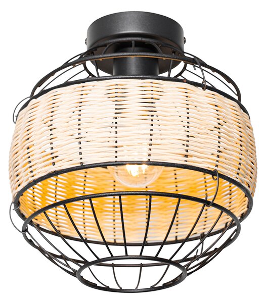 Plafoniera orientale nera con rattan 25 cm - Emir